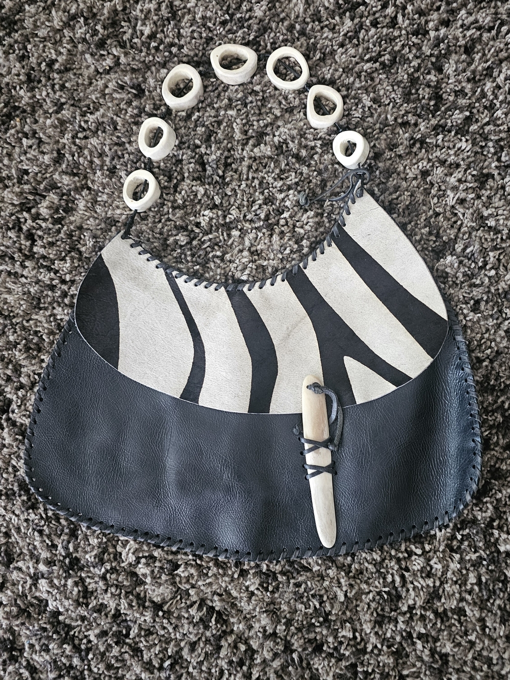 Sulay Rodriguez 100% LeatherBag Purse Black And White